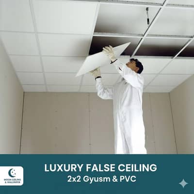 Premium 2x2 False Ceiling (Gypsum & PVC) – Professional Installation