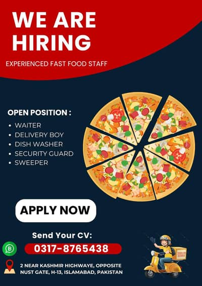 Waiter, Delivery Boy, Dish washer, Sweeper