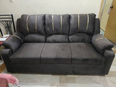 5 Seater Luxury Sofa Set | Stylish Sofa Set | Brown Velvet