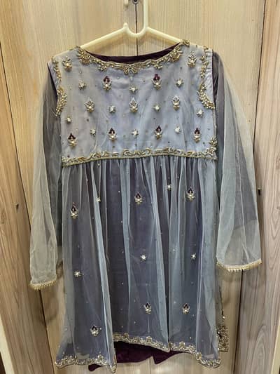 Beautiful heavy embroidery frock with shamoz trouser