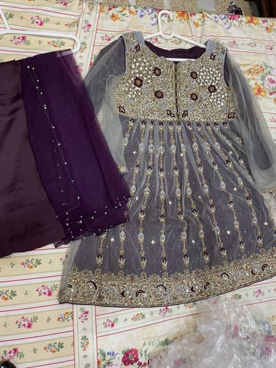 Beautiful heavy embroidery frock with shamoz trouser