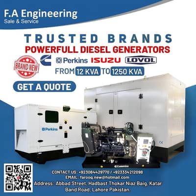 12KVA To 1250KVA Generators Available