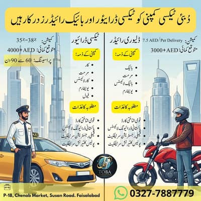 Hiring Bike Delivery Riders And Taxi Drivers UAE