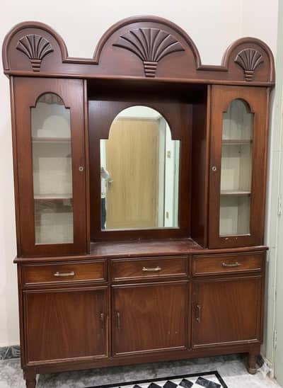 Solid Wooden Dressing Table with Mirror & Storage Cabinets