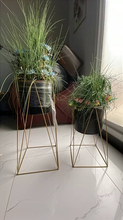 Green Artificial Vase And Flowers