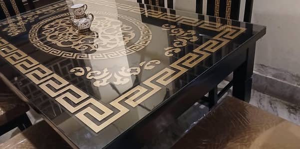 BRAND NEW FENCY BLACK GOLDEN DINING TABLE. . . Urgent Sale