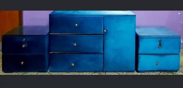 wooden chester / cabinet / Drawer set ( poshish/velvet/suede)