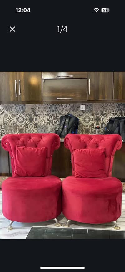 2 Maroon Velvet Sofa