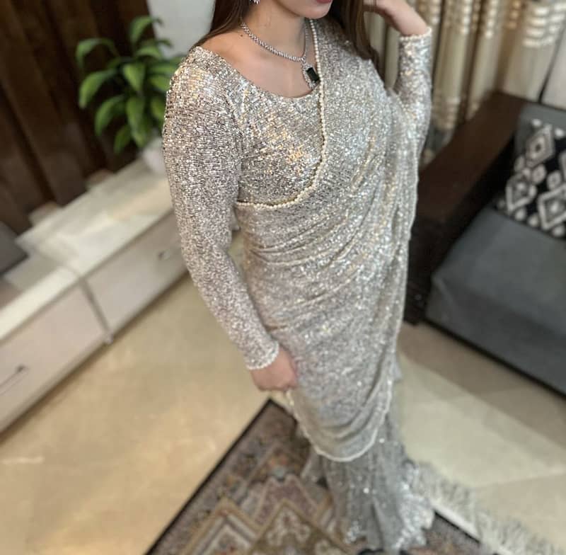 Silver- Sequence Saree 1