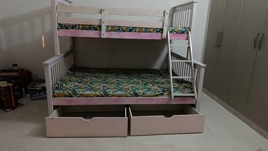 Double decker bunk bed with mattress for sale