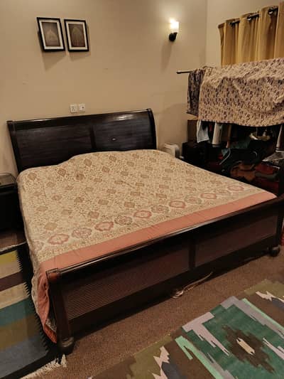 Bed set | King sized wooden bed | Dressing table | Sofa triple seater