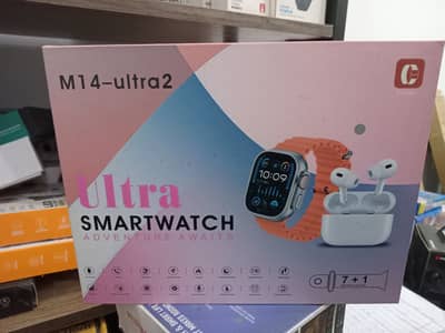 M14 Ultra2 Smartwatch 7 in 1 Set with 7 Straps and Earbuds