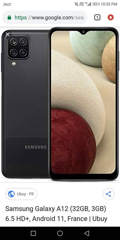 7samsung a12 with chager 4/128