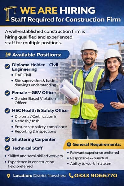 Civil Engineer || HSE Officer || GBV Officer Technical Staff || Jobs