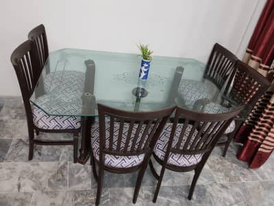 dinninh table with 6 chairs wooden for sale, in g 11/2, islamabad