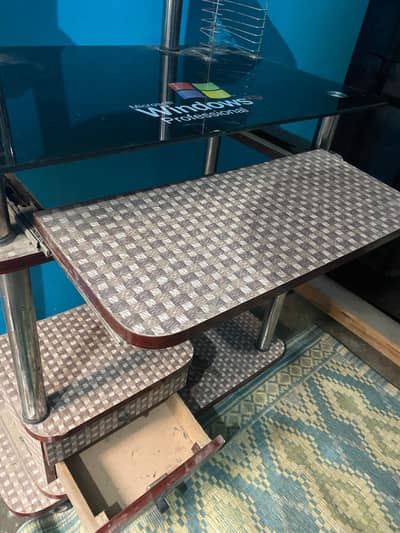 Wooden + glass computer Table