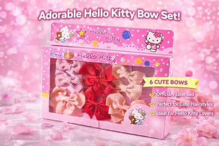 Adorable Bow Hair Clip Set – Inspired by Hello Kitty