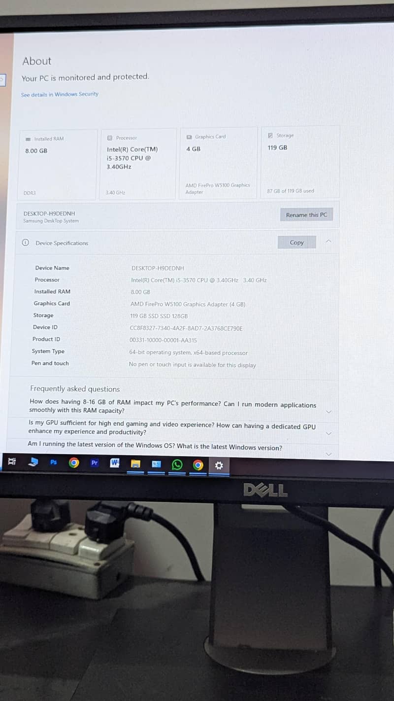 Only CPU core i5 3rd generation 4