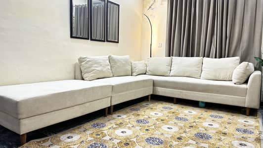 L-Shaped Sofa (Beige, Modern Designer Style)