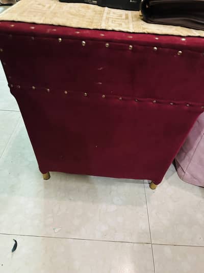 Iron bed with side table and sofa set