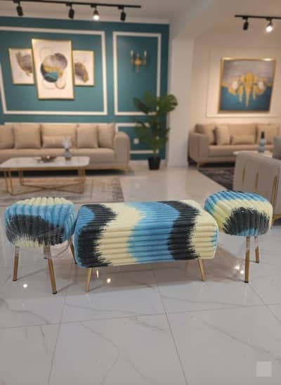 Luxury Stool, Velvet Ottoman, Puffy, Footstool, Designer Bench