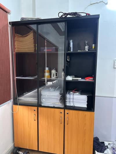Wooden Office Cupboard with glass - Files & Documents Cabinet