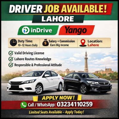 NEED DRIVER FOR INDRIVE YANGO
