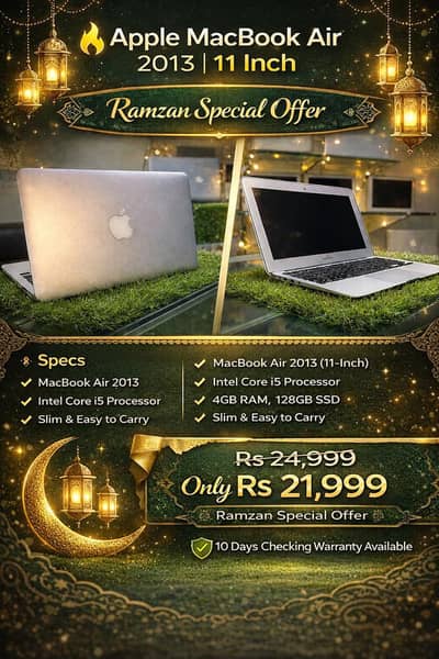 Apple MacBook Air 2013 | 11-Inch Core i5, 4GB RAM aur 128GB SSD
