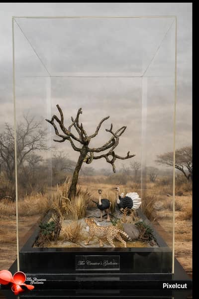 Limited Edition African savannah "Nesting Ostriches & the Predator"