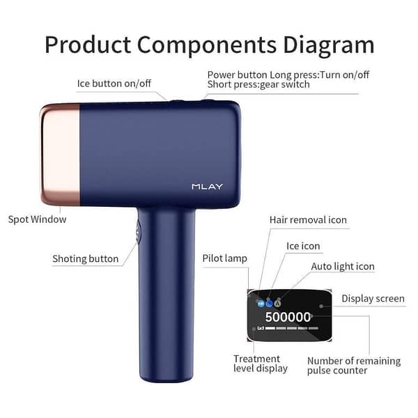 MLAY T14 Laser Hair Removal Machine with Ice Cooling (Dark Blue)