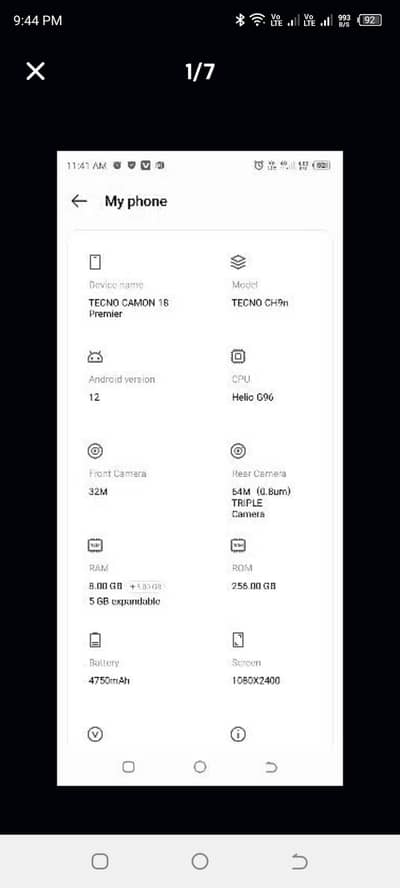 tecno camon 18  premier  8+5/256 GB.