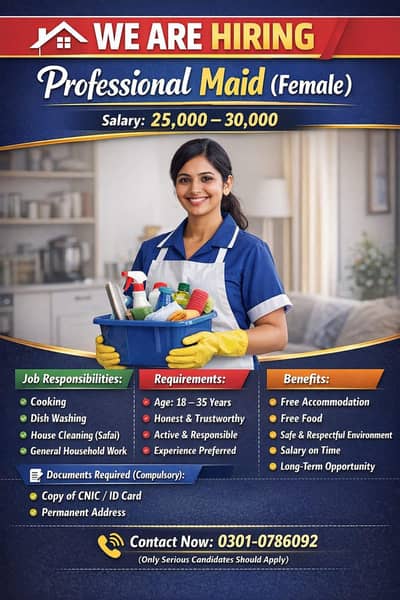 Female Maid Required