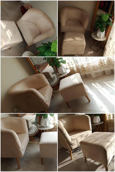 Elegant Single Seater Sofa with Ottoman – Like New