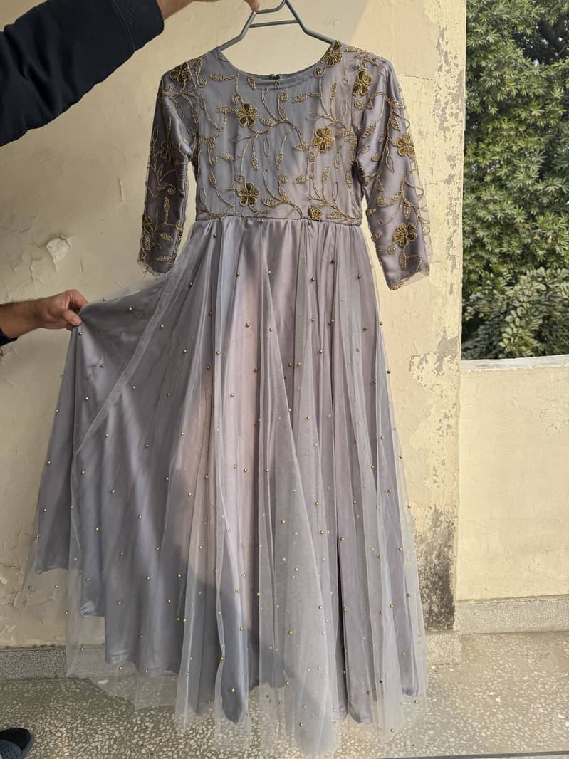 Embroidered Net maxi long | kaam wali maxi 2