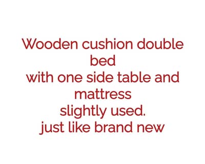 Double bed with mattress and 1 side table