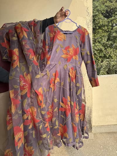 Lulusar replica organza frock with matching dubata