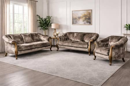 Luxury Velvet 6Seater Sofa with Solid Wood Frame for Sale-High Quality