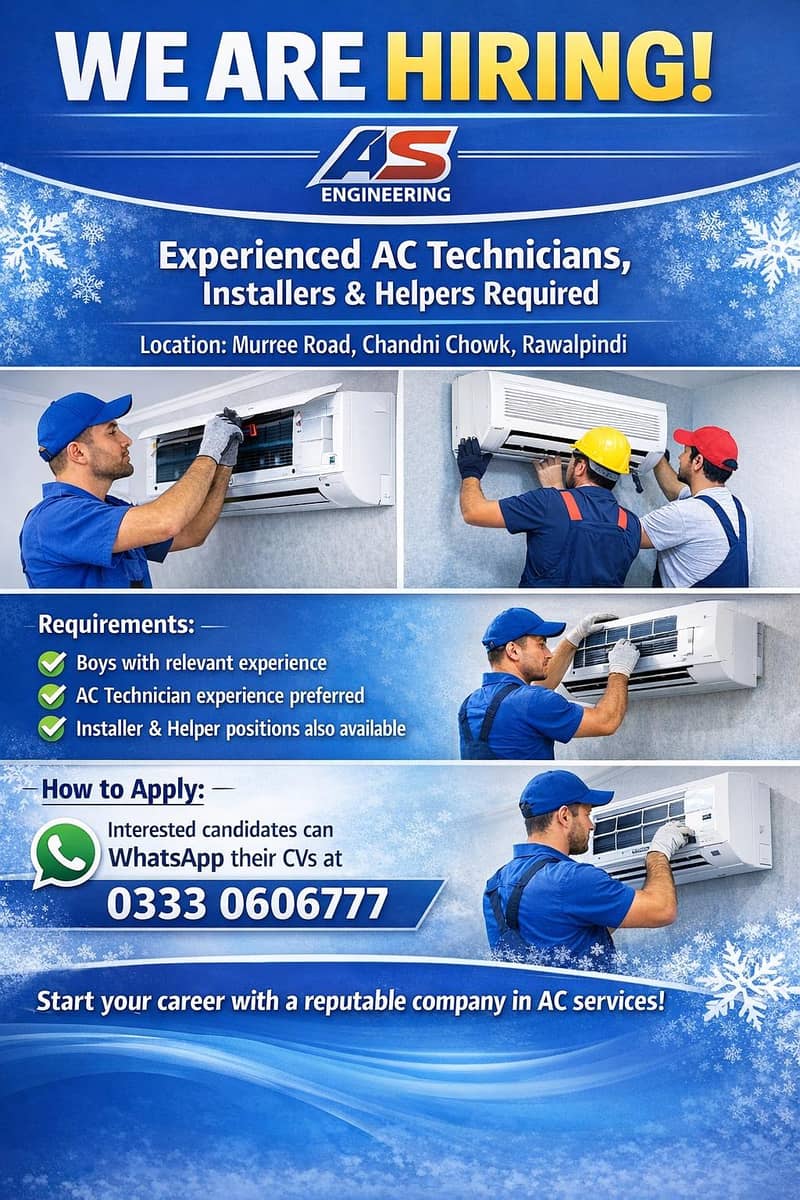 Trained AC Technicians Installers & Helpers 0