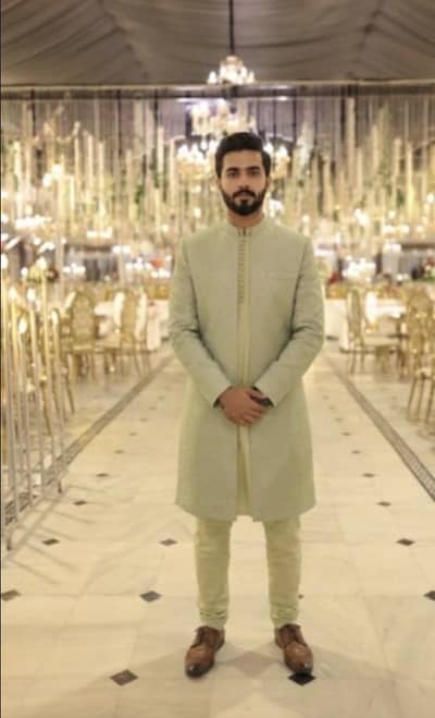 Mint green sherwani for male, 10/10 condition. Size available