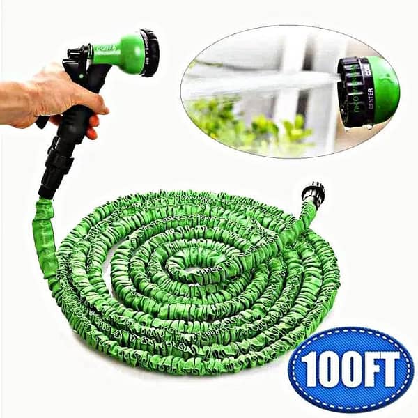 100ft Magic Hose Pipe for Garden and Car Wash – Expandable, 7-Function Spray Gun, Kink-Free Lightweight Water Hose