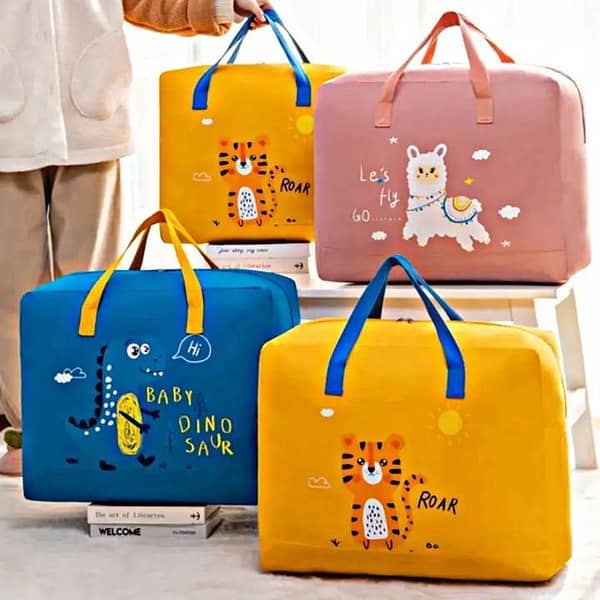 Multifunction Large Capacity Storage Bag with Reinforced Handles and Zippers - Heavy-Duty Closet Organizer, Portable Tote, Water-Resistant Hospital/Travel Bag