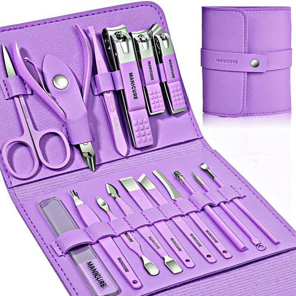 16-Piece Professional Manicure & Pedicure Set with Luxury Travel Case – Stainless Steel Nail Care Kit for Men and Women