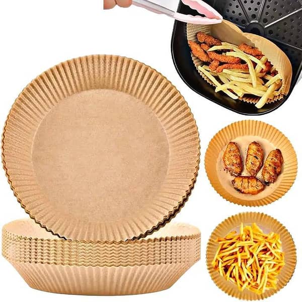 50 Pcs Disposable Air Fryer Paper Liners, Round Parchment - Oil- and Water-Resistant, Food-Grade, Heat-Resistant up to 220°C