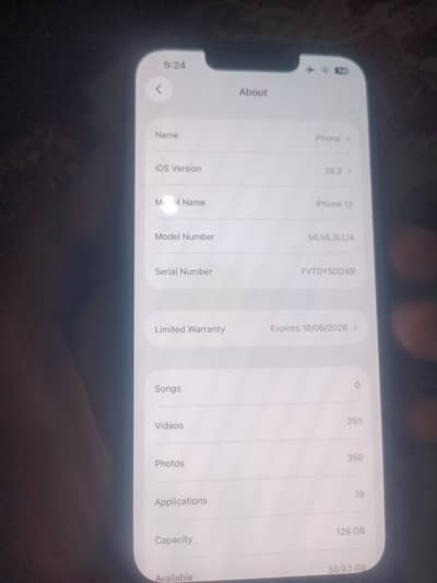 iPhone 13 Non PTA JV 128GB Black Colour