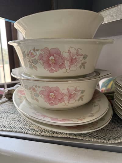 Dinner set 2 serving trays,2 bowls with lids, 1 bowl without lid