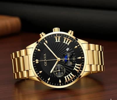 beautiful golden watch with braclet