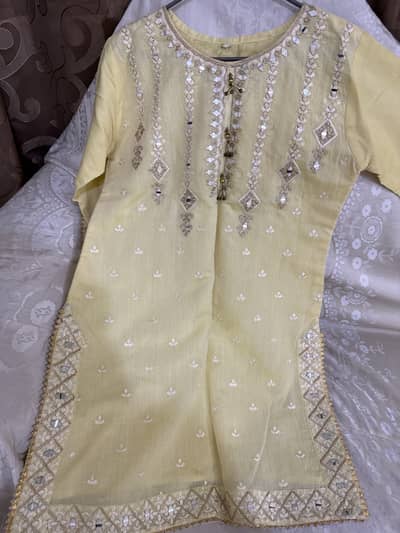 lawn fabric with fency 1 time use only shirt pice