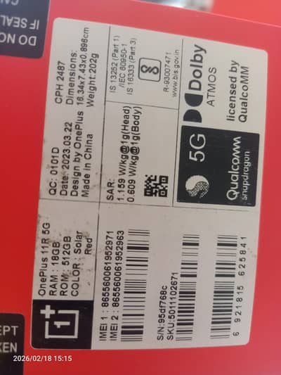 Oneplus 11R 5G 18GB 512GB