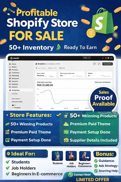 E commerce Shopify store for sale with inventory