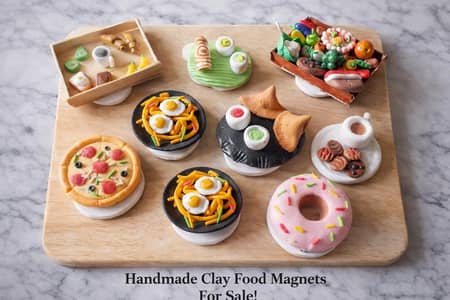 Hand made food clay magnets available in Karachi
